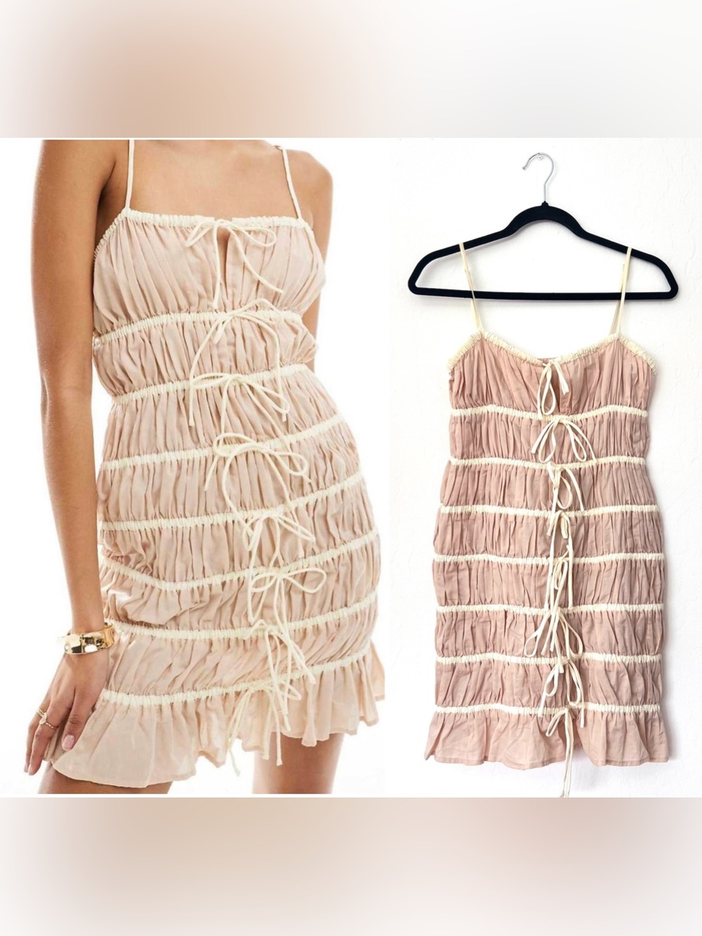 ASOS Gathered Mini Dress w/ Contrast Ties